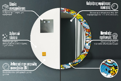 Specchio rotondo stampato Modello di stile comico