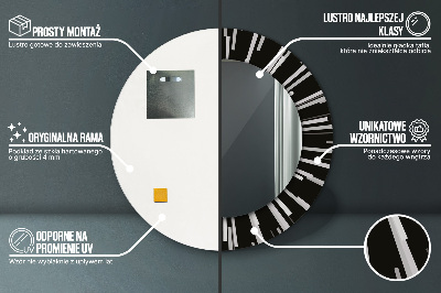 Specchio rotondo cornice con stampa Composizione radiale