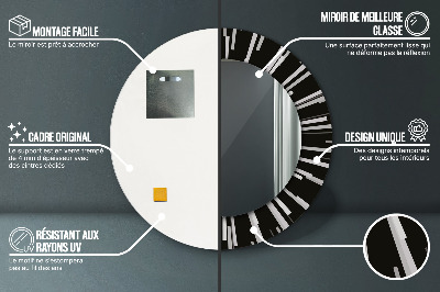 Specchio rotondo cornice con stampa Composizione radiale
