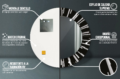 Specchio rotondo cornice con stampa Composizione radiale