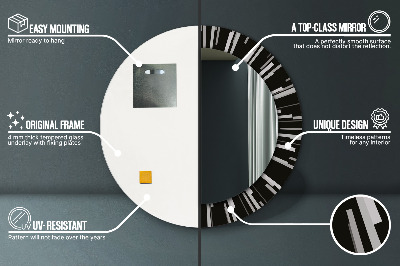 Specchio rotondo cornice con stampa Composizione radiale