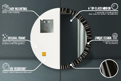 Specchio rotondo cornice con stampa Composizione radiale