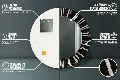 Specchio rotondo cornice con stampa Composizione radiale