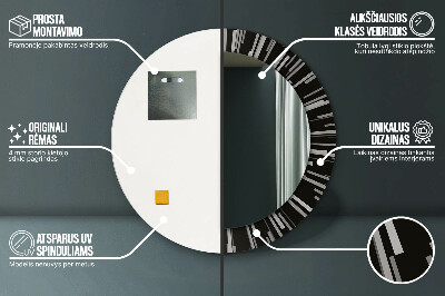 Specchio rotondo cornice con stampa Composizione radiale