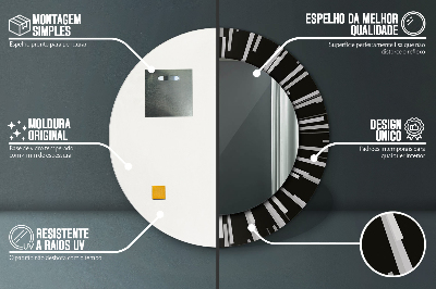 Specchio rotondo cornice con stampa Composizione radiale