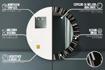 Specchio rotondo cornice con stampa Composizione radiale