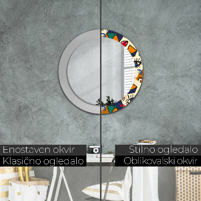 Specchio rotondo cornice con stampa Stile pop art