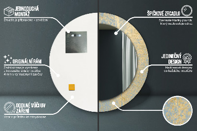 Specchio rotondo cornice con stampa Texture di film d'oro