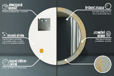 Specchio rotondo cornice con stampa Texture di film d'oro