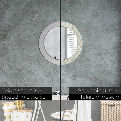 Specchio tondo con decoro Modello vintage leggero