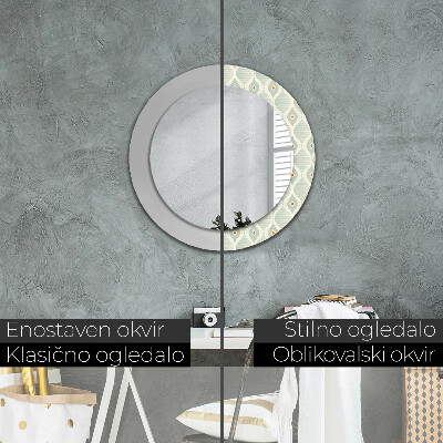 Specchio tondo con decoro Modello vintage leggero