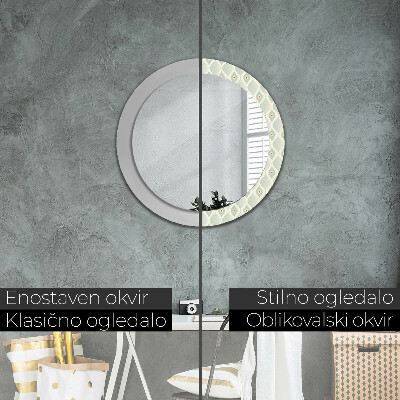 Specchio tondo con decoro Modello vintage leggero