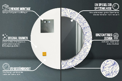 Specchio rotondo stampato Tropical palm countur