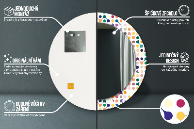 Specchio rotondo stampato Multi -colorato senza saluti