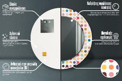 Specchio rotondo stampato Multi -colorato senza saluti