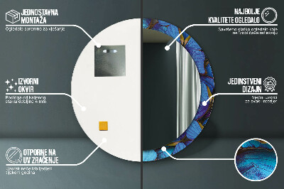 Specchio rotondo stampato Farfalla blu e verde