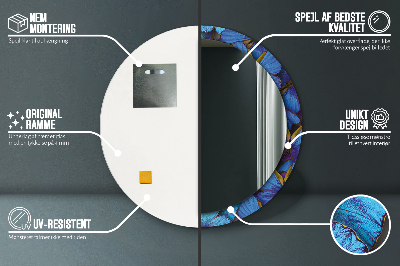 Specchio rotondo stampato Farfalla blu e verde