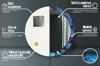 Specchio rotondo stampato Farfalla blu e verde