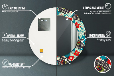 Specchio rotondo stampato Modello di fiori retrò