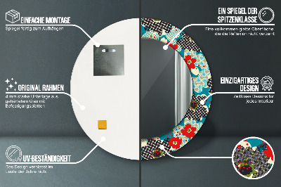 Specchio rotondo stampato Modello di fiori retrò