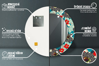 Specchio rotondo stampato Modello di fiori retrò