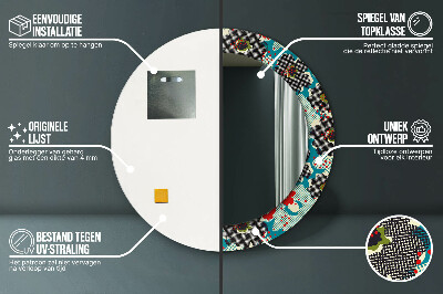 Specchio rotondo stampato Modello di fiori retrò