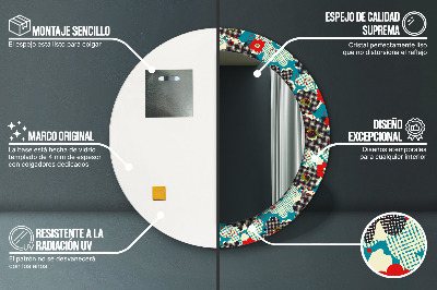 Specchio rotondo stampato Modello di fiori retrò