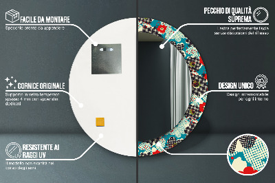 Specchio rotondo stampato Modello di fiori retrò