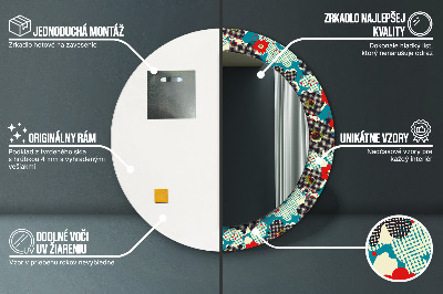 Specchio rotondo stampato Modello di fiori retrò