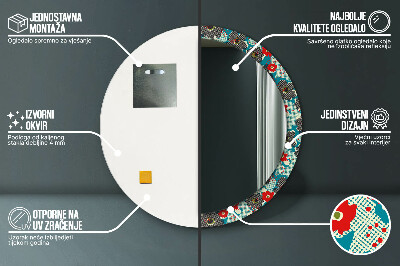 Specchio rotondo stampato Modello di fiori retrò