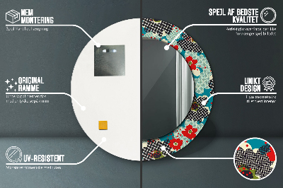 Specchio rotondo stampato Modello di fiori retrò