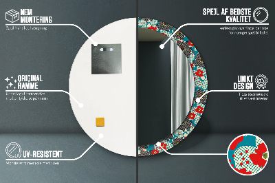 Specchio rotondo stampato Modello di fiori retrò