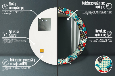 Specchio rotondo stampato Modello di fiori retrò