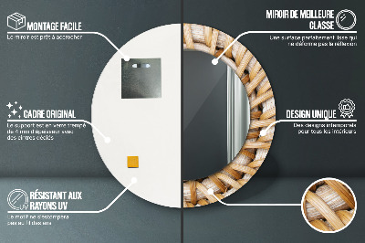 Specchio rotondo stampato Treccia naturale