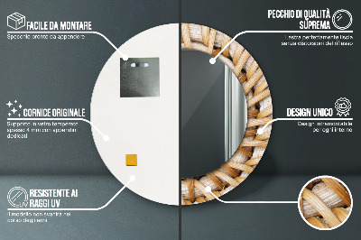 Specchio rotondo stampato Treccia naturale