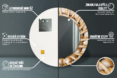 Specchio rotondo stampato Treccia naturale