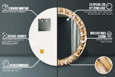 Specchio rotondo stampato Treccia naturale
