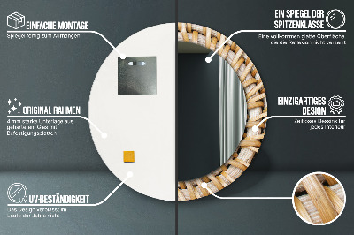 Specchio rotondo stampato Treccia naturale