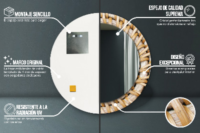 Specchio rotondo stampato Treccia naturale