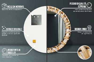 Specchio rotondo stampato Treccia naturale