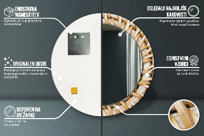 Specchio rotondo stampato Treccia naturale