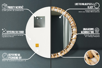 Specchio rotondo stampato Treccia naturale