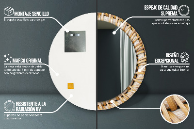 Specchio rotondo stampato Treccia naturale