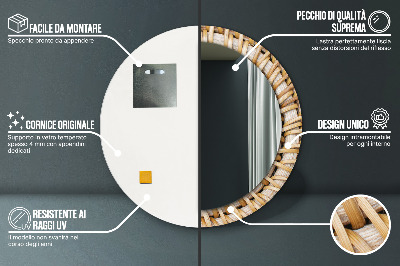 Specchio rotondo stampato Treccia naturale