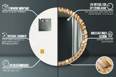 Specchio rotondo stampato Treccia naturale