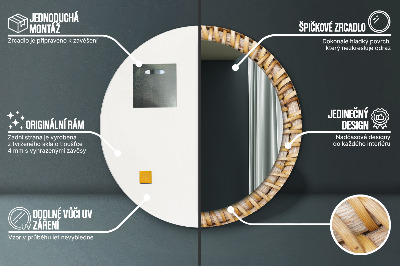 Specchio rotondo stampato Treccia naturale