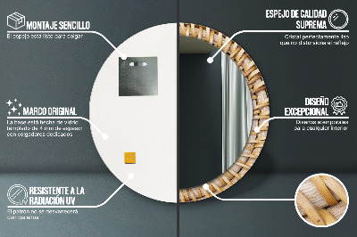 Specchio rotondo stampato Treccia naturale