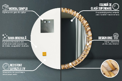 Specchio rotondo stampato Treccia naturale