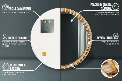 Specchio rotondo stampato Treccia naturale