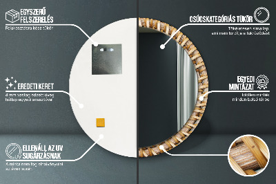 Specchio rotondo stampato Treccia naturale